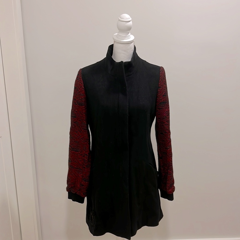 Desigual Long Bomber Sleeve Wool Blend Coat